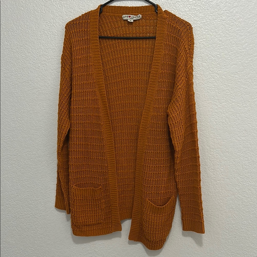 Cozy Open-Front Sweater - Brown